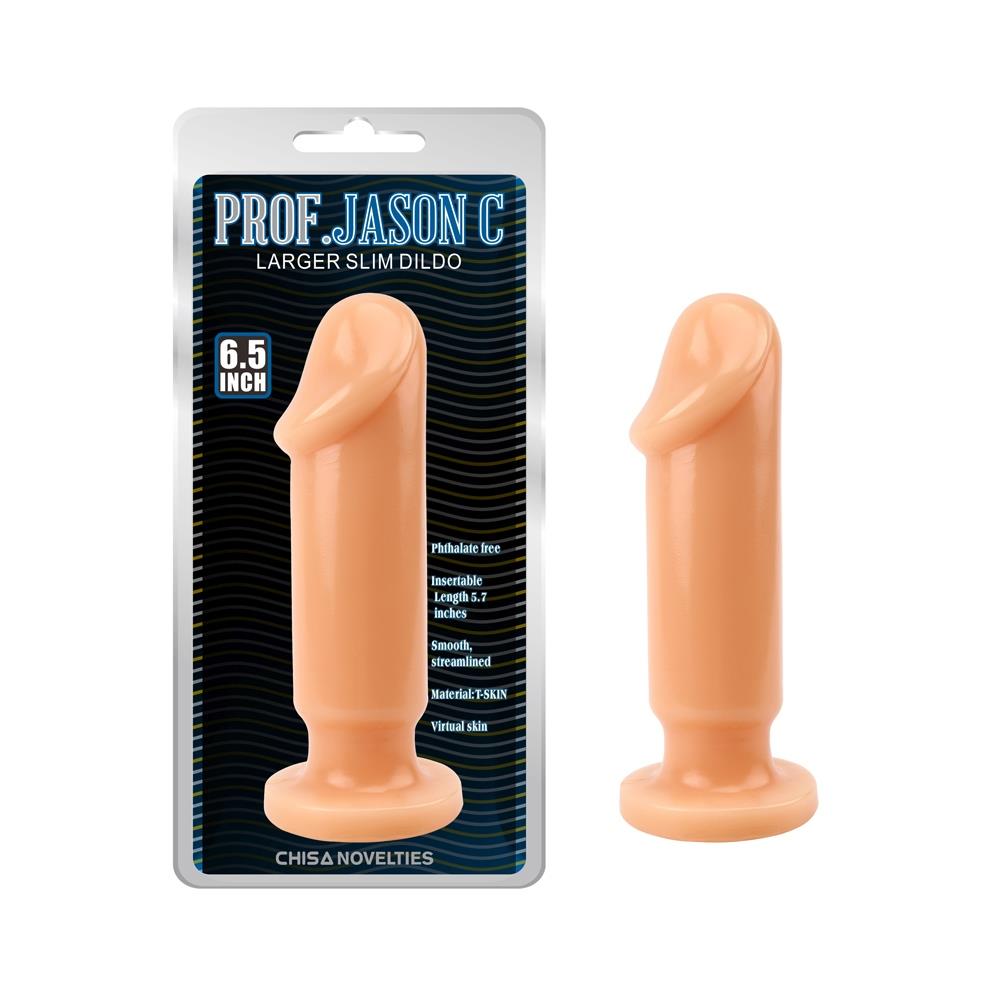 Dildo anal mare, subțire, T Skin Prof Jason C, culoarea pielii, 16,5 cm