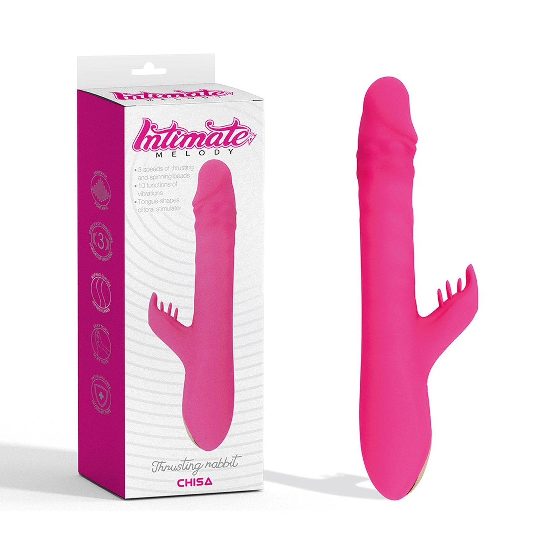 Vibrator din silicon cu efect de iepuraș Thrusting Rabbit Intimate Melody 25 cm