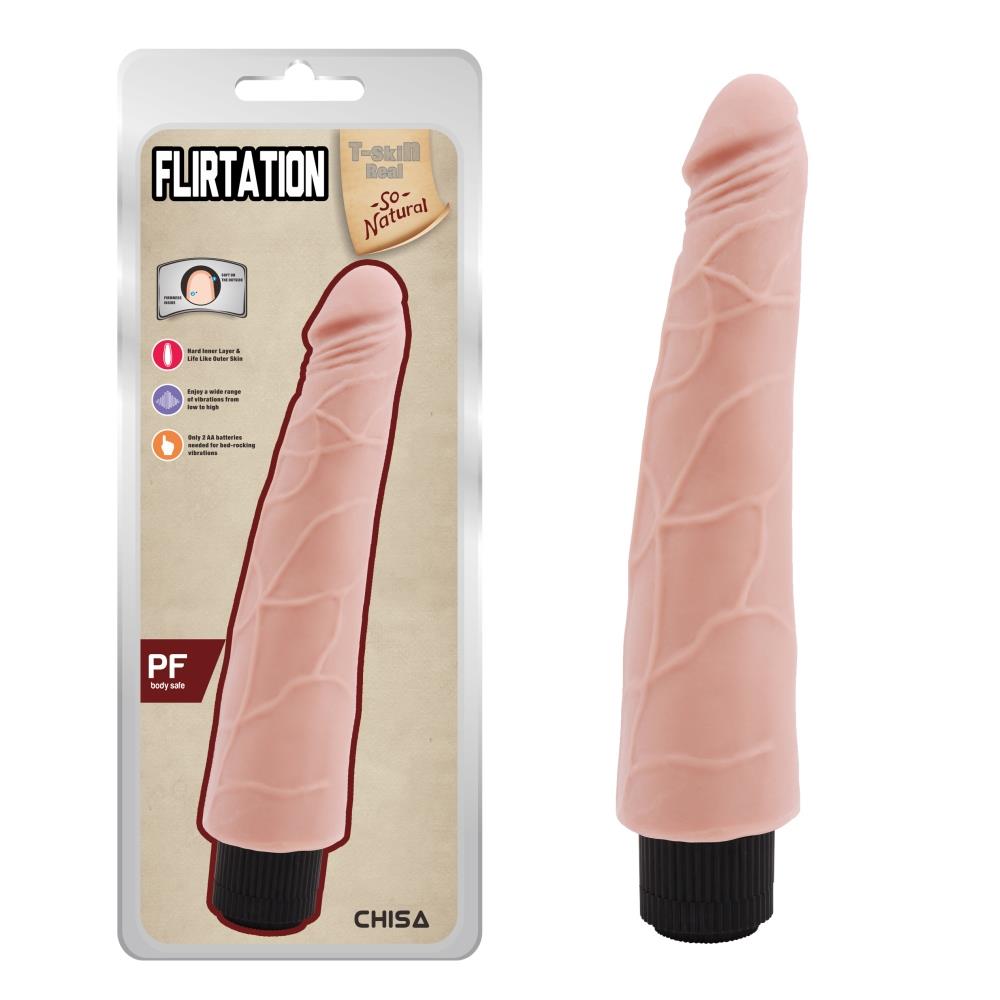 Vibrator realist T skin Real Flirtation Flesh culoarea pielii 24 cm