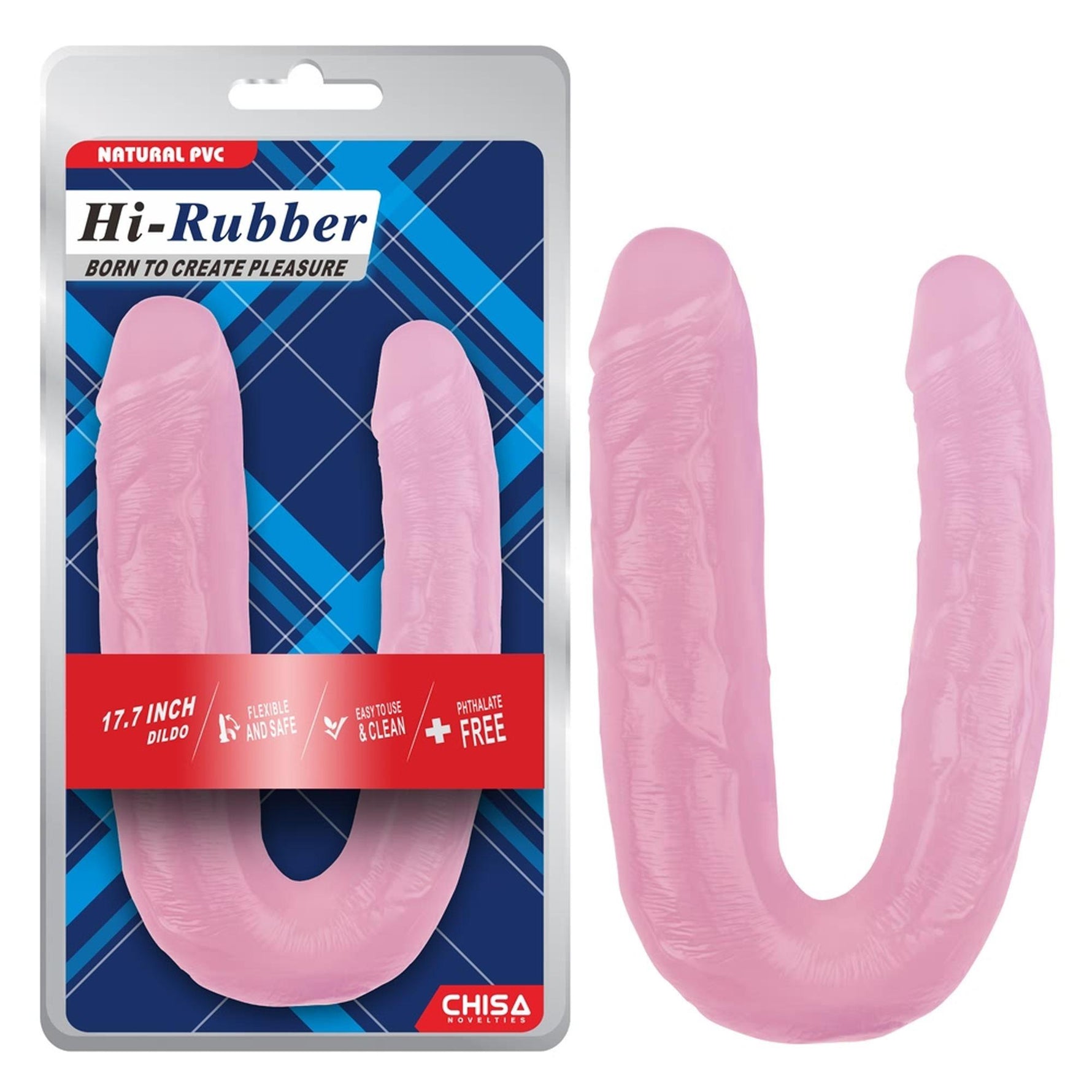 Dildo dublu HI Rubber roz 22 5 cm
