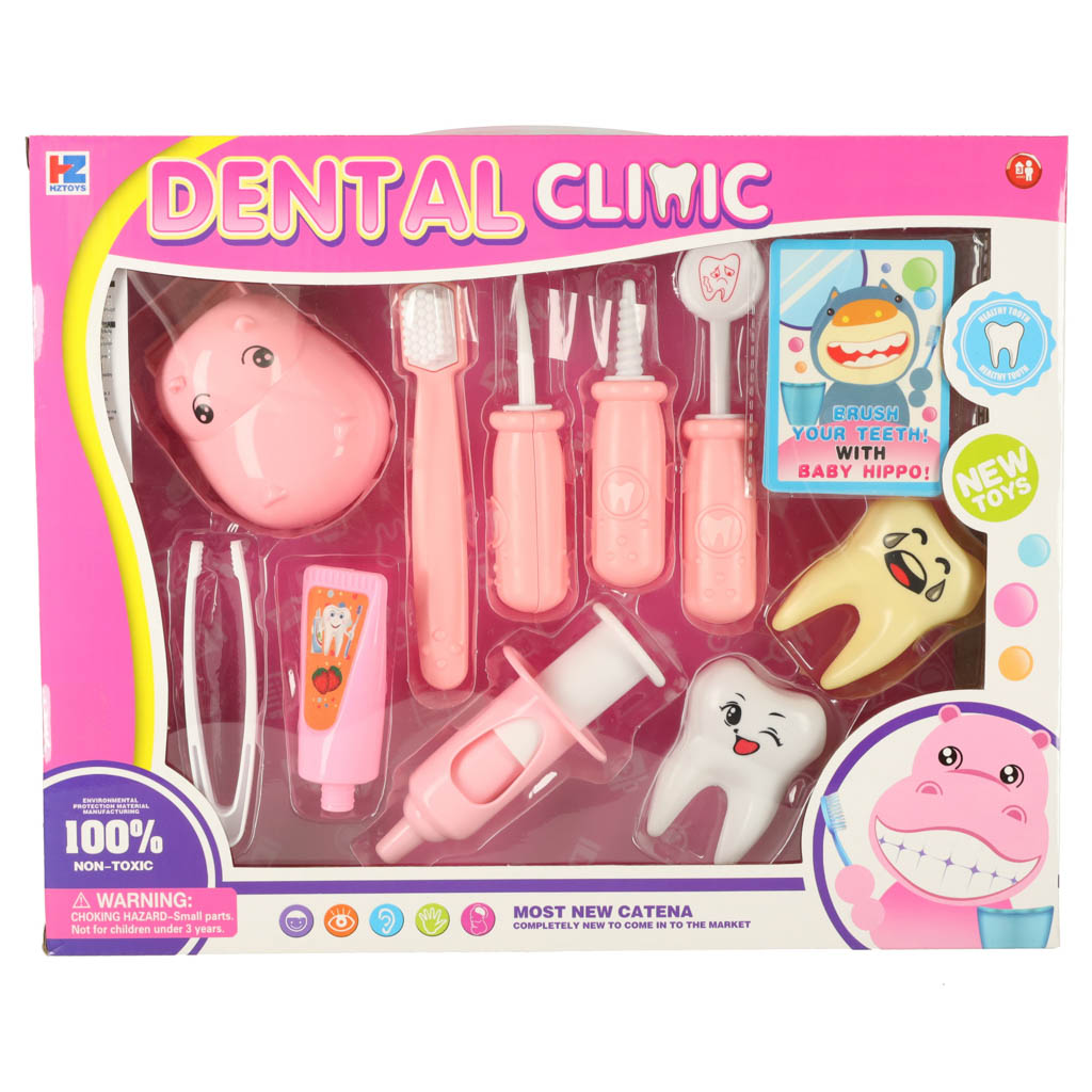 Set medical dentist hipopotam roz