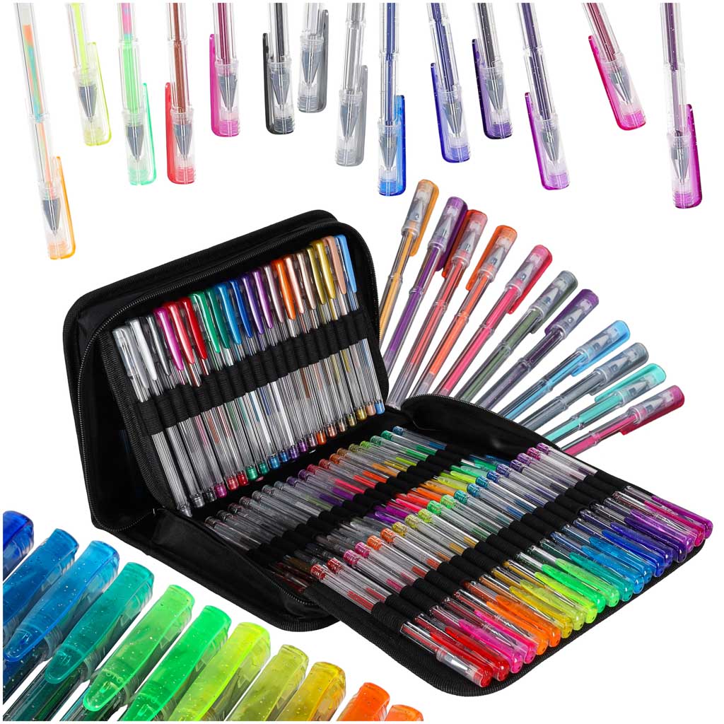 Pixuri cu gel colorate în cutie, 100 bucăți + 100 de rezerve