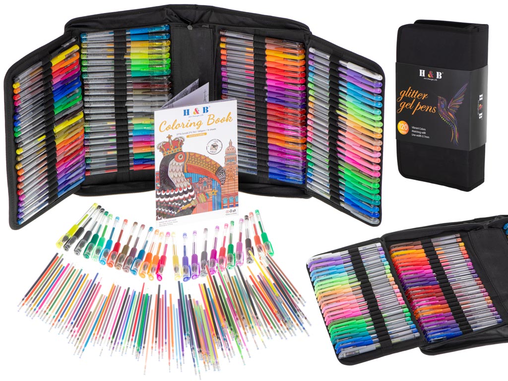 Pixuri cu gel colorate în cutie, 120 buc + 120 rezerve