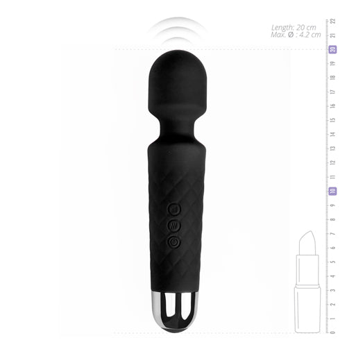 Vibrator EasyToys Mini Wand, Silicon Negru, USB, 20 cm, Impermeabil