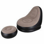 Șezlong cu suport pentru picioare, canapea gonflabilă, puf, pompă, set 2 în 1