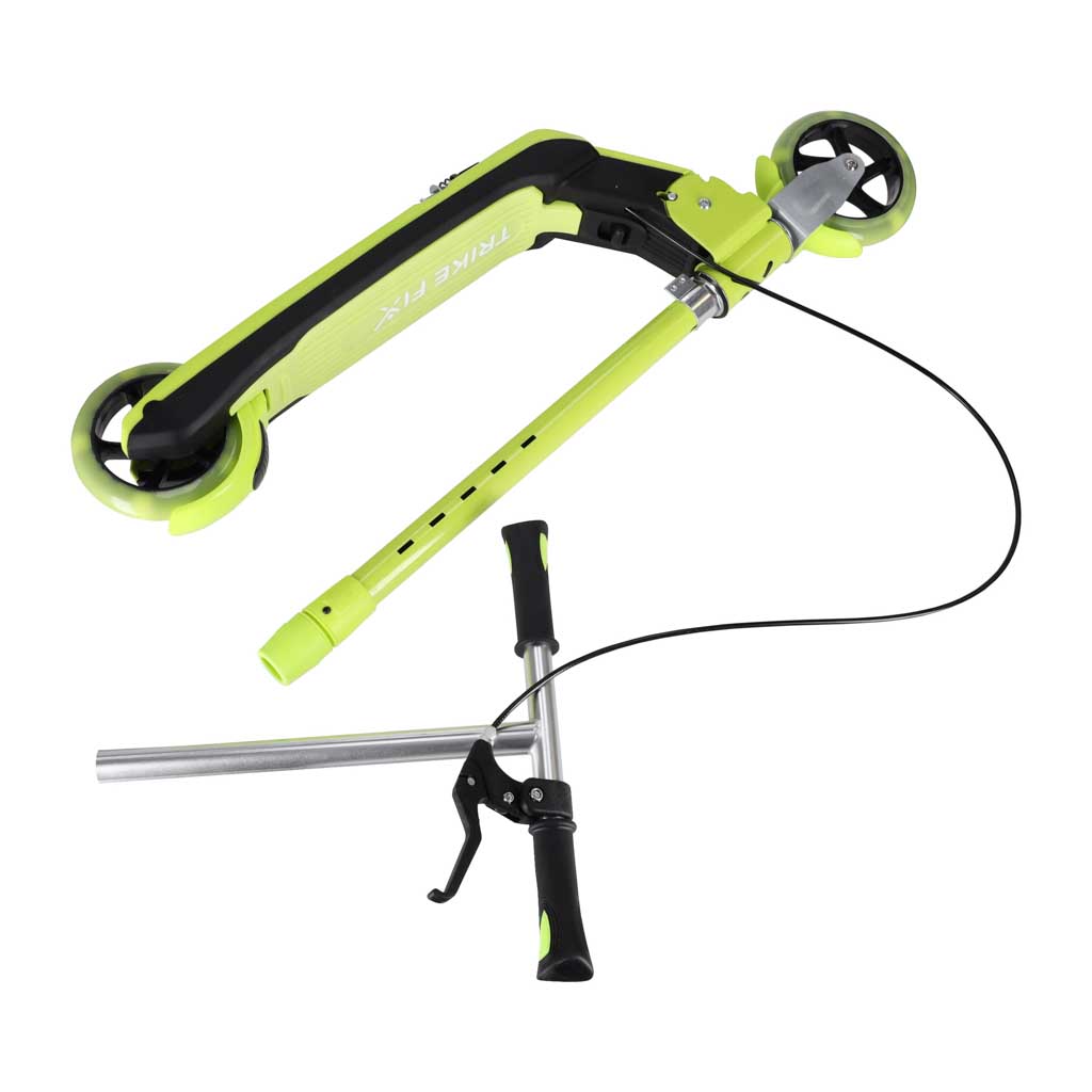 Trotinetă TRIKE FIX pentru copii cu două roți, LED, pliabilă, frâne duble, verde neon