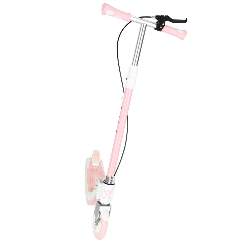 Trotinetă TRIKE FIX pentru copii cu două roți, LED, pliabilă, frâne duble, roz
