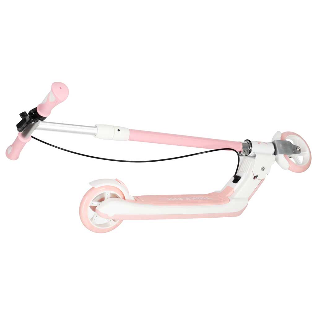 Trotinetă TRIKE FIX pentru copii cu două roți, LED, pliabilă, frâne duble, roz