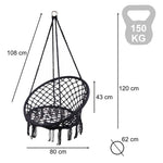Balansoar LUARO Cuib de barză Negru 80 cm 150kg