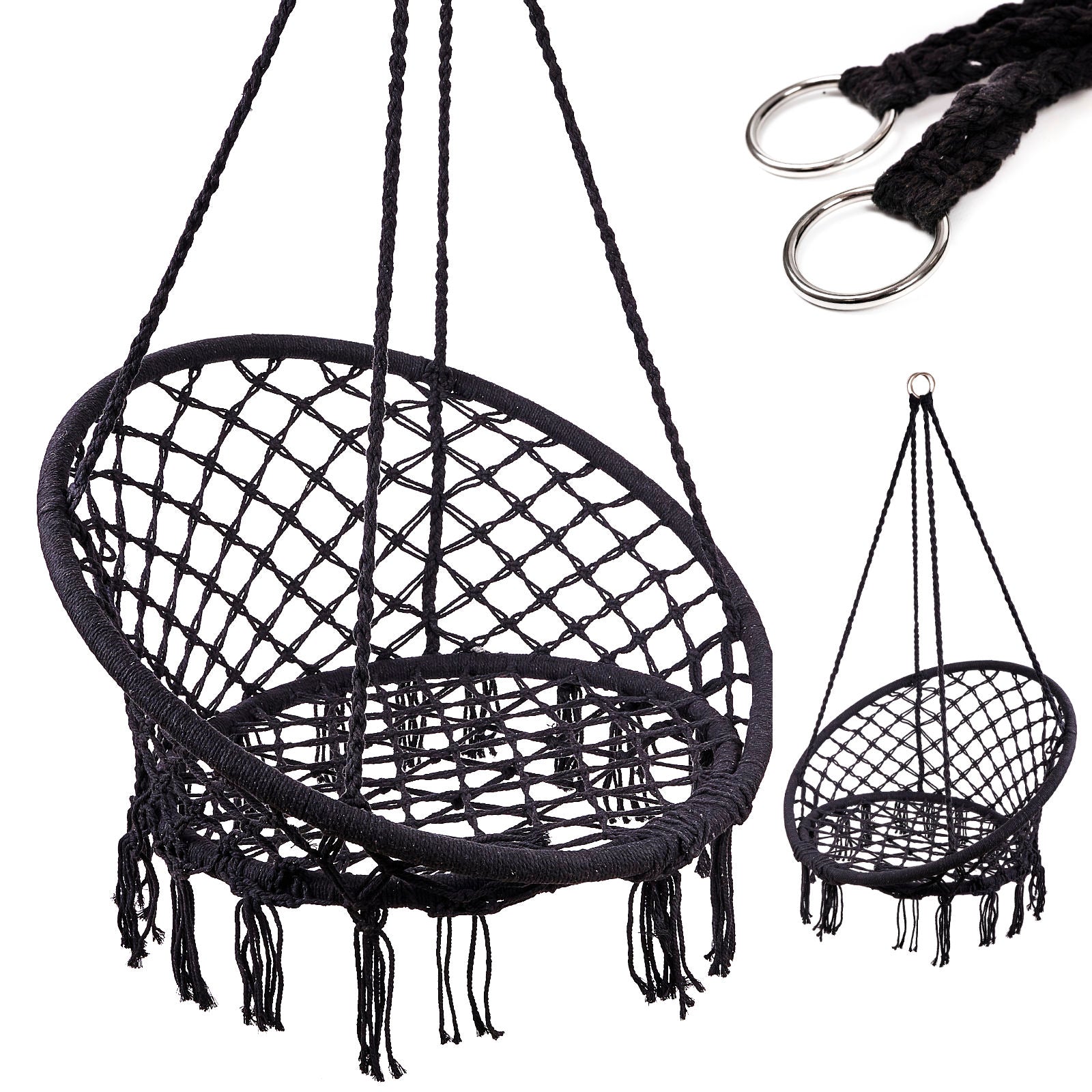 Balansoar LUARO Cuib de barză Negru 80 cm 150kg