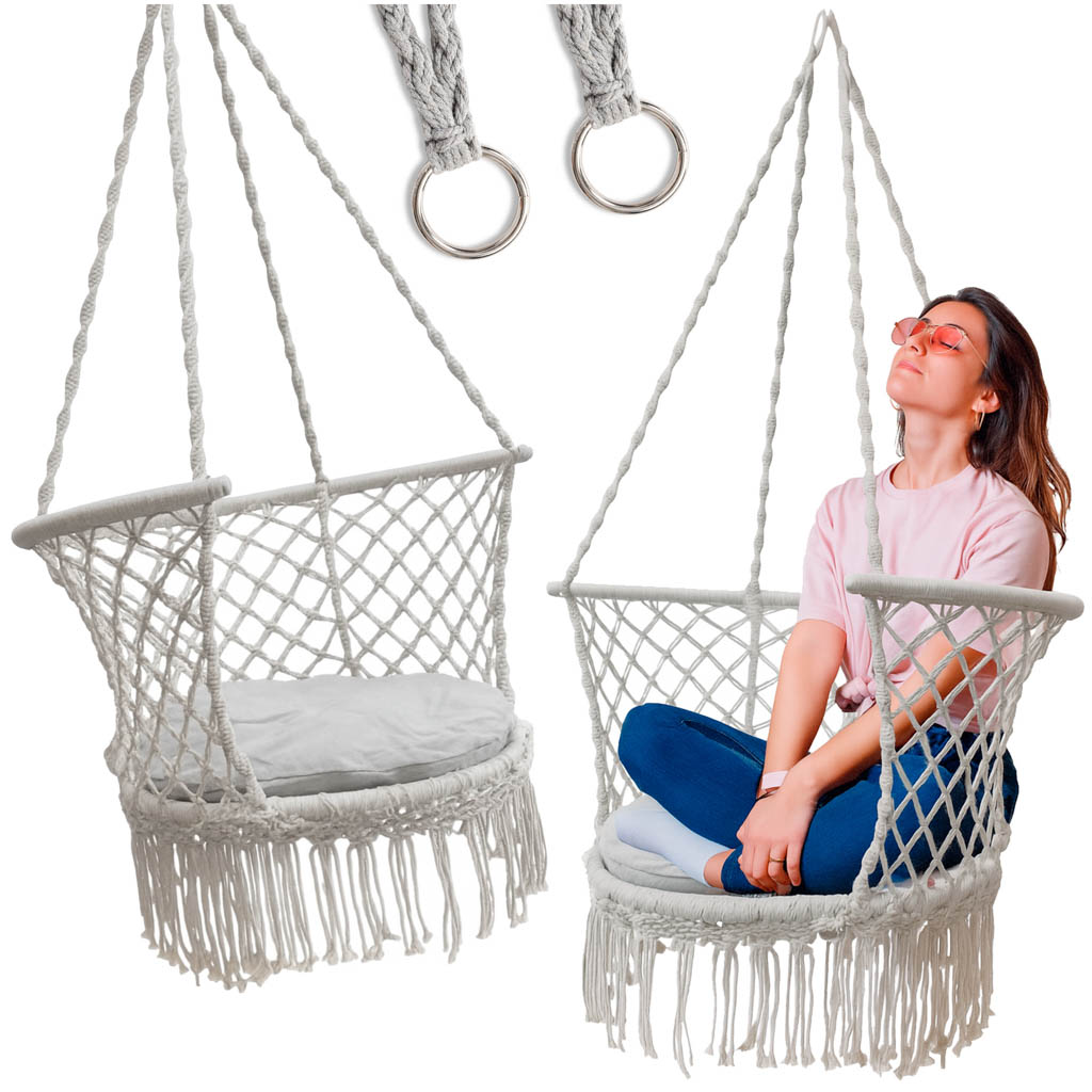 Balansoar de grădină tip cuib de barză cu spătar, gri, 80 cm, 150 kg