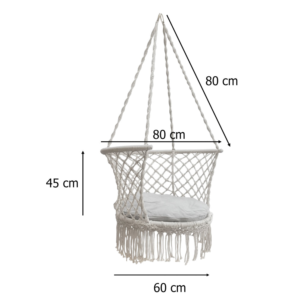 Balansoar de grădină tip cuib de barză cu spătar, gri, 80 cm, 150 kg
