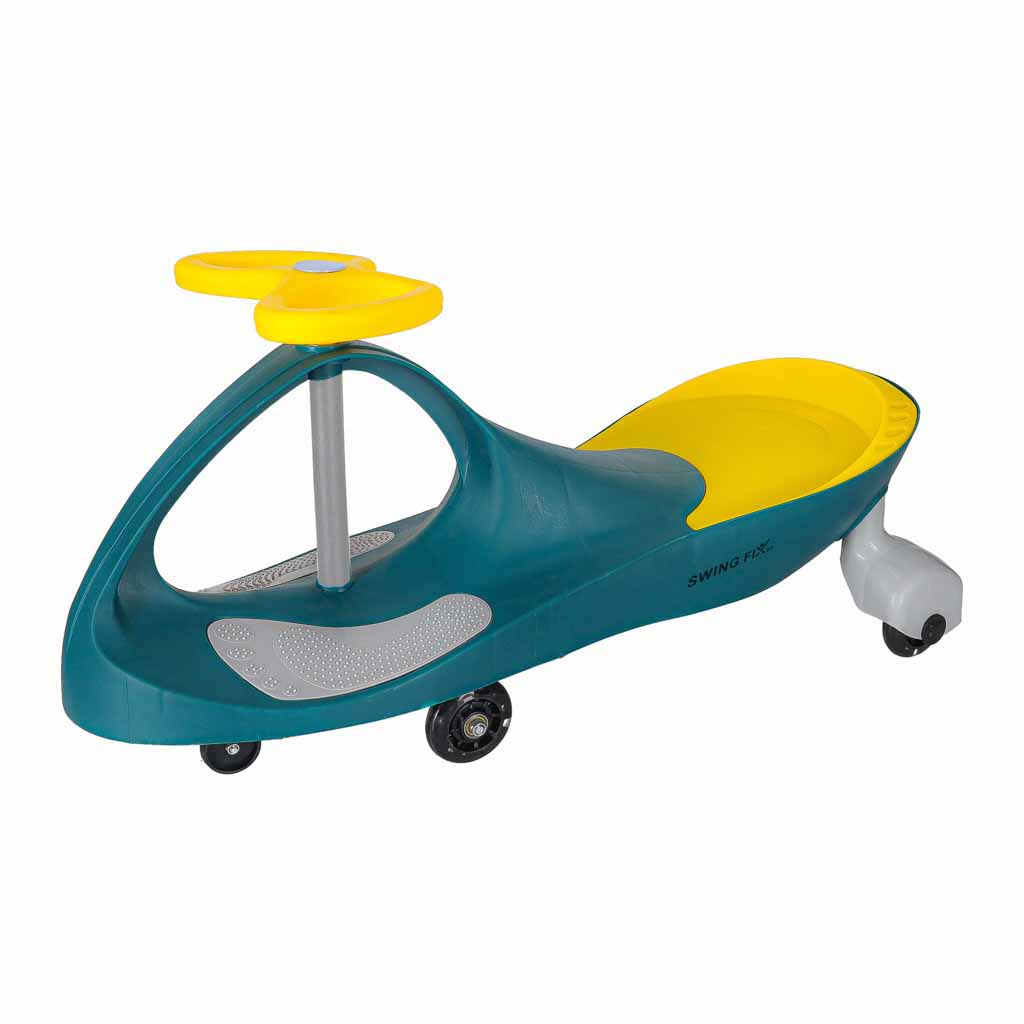 Cărucior gravitațional Swing Fix S3 cu LED și roți strălucitoare, galben sticlă