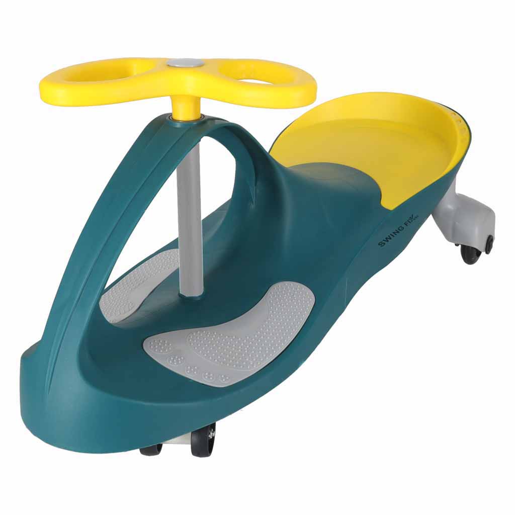 Cărucior gravitațional Swing Fix S3 cu LED și roți strălucitoare, galben sticlă