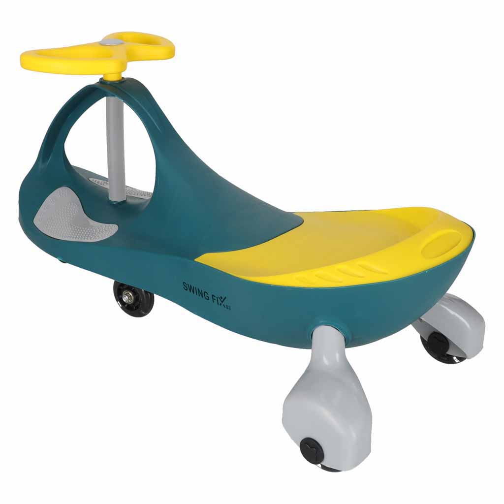Cărucior gravitațional Swing Fix S3 cu LED și roți strălucitoare, galben sticlă
