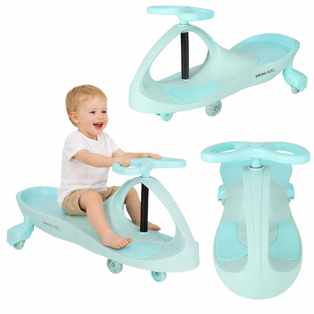 Cărucior gravitațional Swing Fix S3 cu LED și roți strălucitoare, mentă
