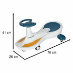 Swing Fix S4 cu LED-uri, roți luminoase, muzică, 76 cm, albastru și alb, max. 100 kg
