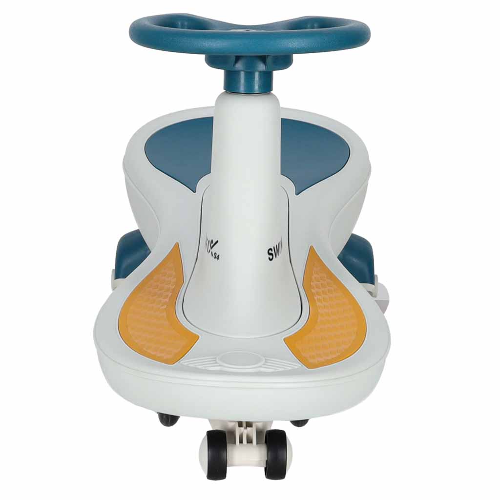Swing Fix S4 cu LED-uri, roți luminoase, muzică, 76 cm, albastru și alb, max. 100 kg