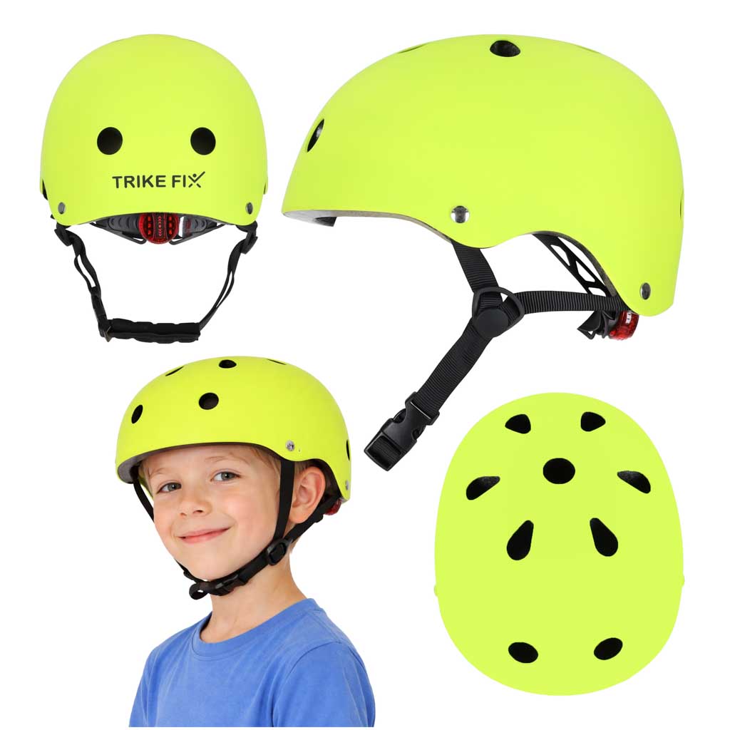 Cască de bicicletă pentru copii Trike Fix, reglabilă, LED, S, 48-54 cm, verde deschis