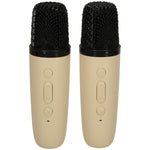 Set boxe karaoke cu 2 microfoane, bej