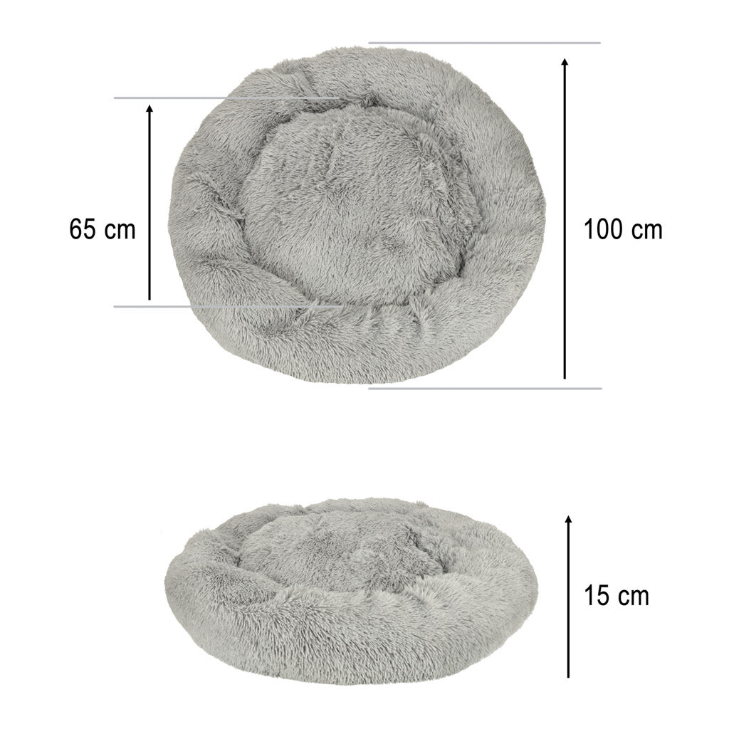 Pernă de pluș pentru pat de câine 100 cm gri deschis
