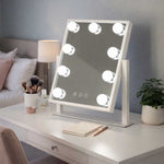 Oglindă de machiaj cu 9 LED-uri și becuri USB 25 x 30 cm