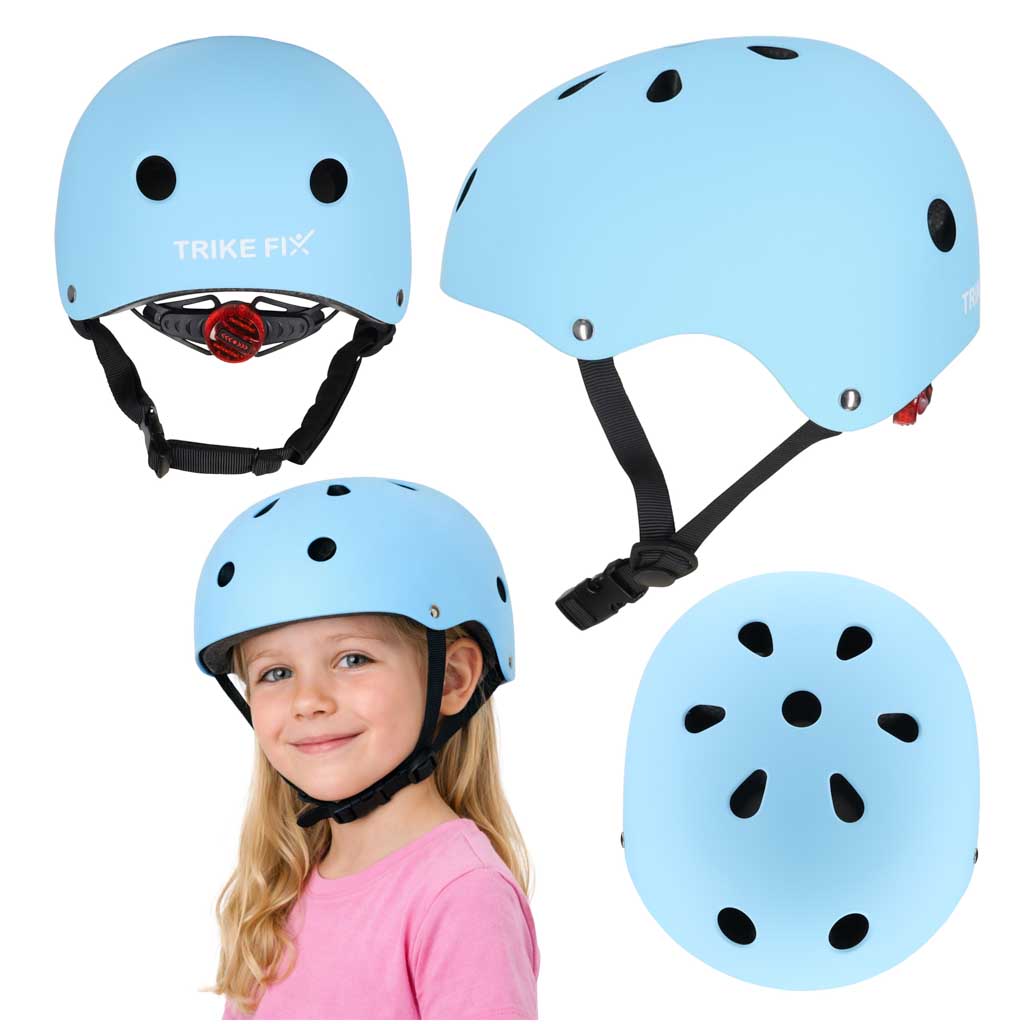 Cască de bicicletă pentru copii Trike Fix, reglabilă, LED, M 55-58 cm, albastră