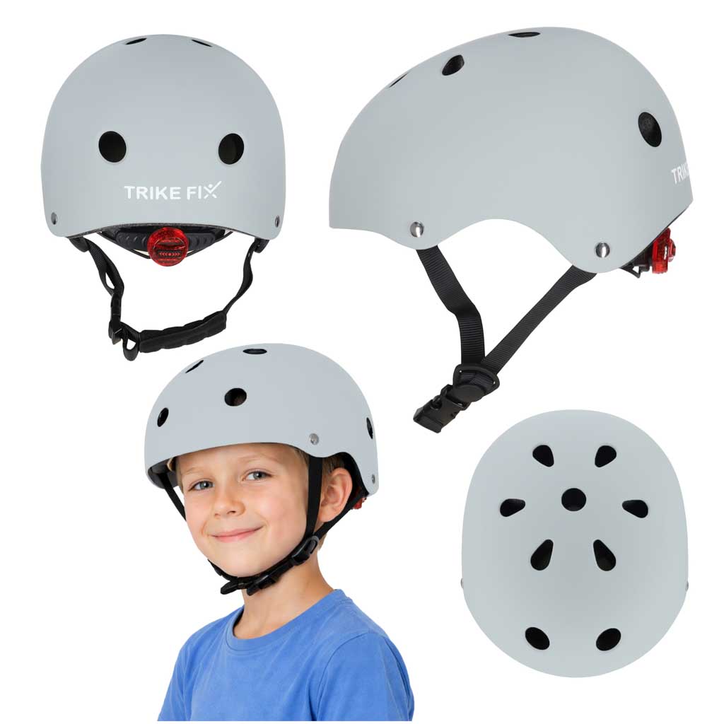 Cască de bicicletă pentru copii Trike Fix, reglabilă, LED, M, 55-58 cm, gri închis