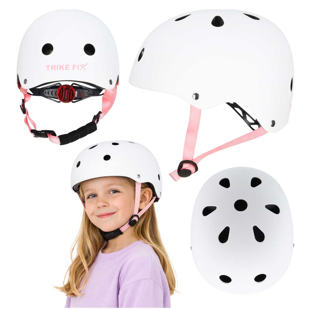 Cască de bicicletă pentru copii Trike Fix, reglabilă, LED, S, 48-54 cm, albă