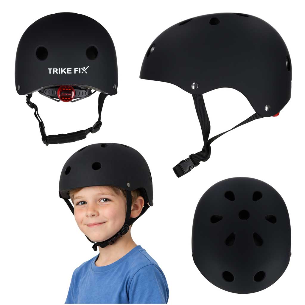 Cască de bicicletă pentru copii Trike Fix, reglabilă, LED, S, 48-54 cm, neagră