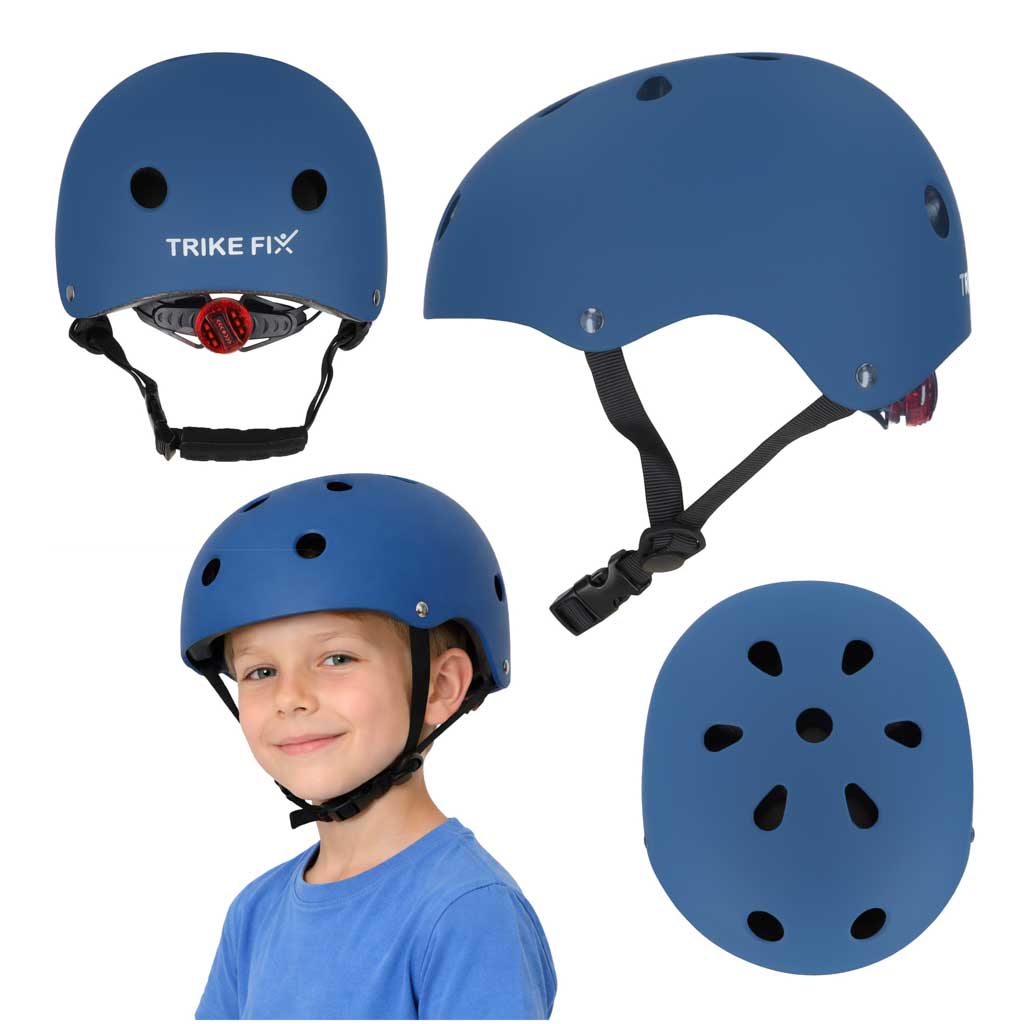 Cască de bicicletă pentru copii Trike Fix, reglabilă, LED, S, 48-54 cm, bleumarin