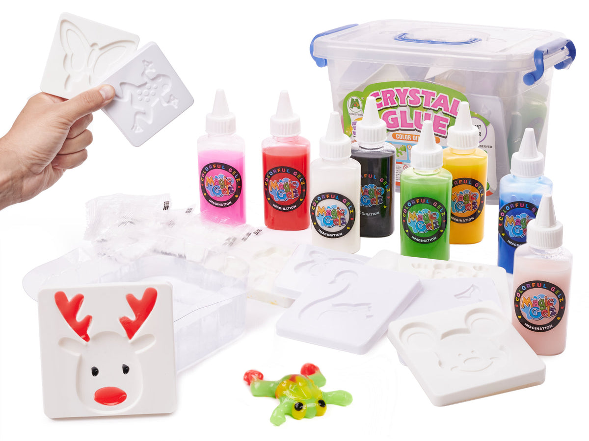 Lipici cu gel cristalin, set creativ de lipici cristalin 3D într-o găleată, 26 buc.