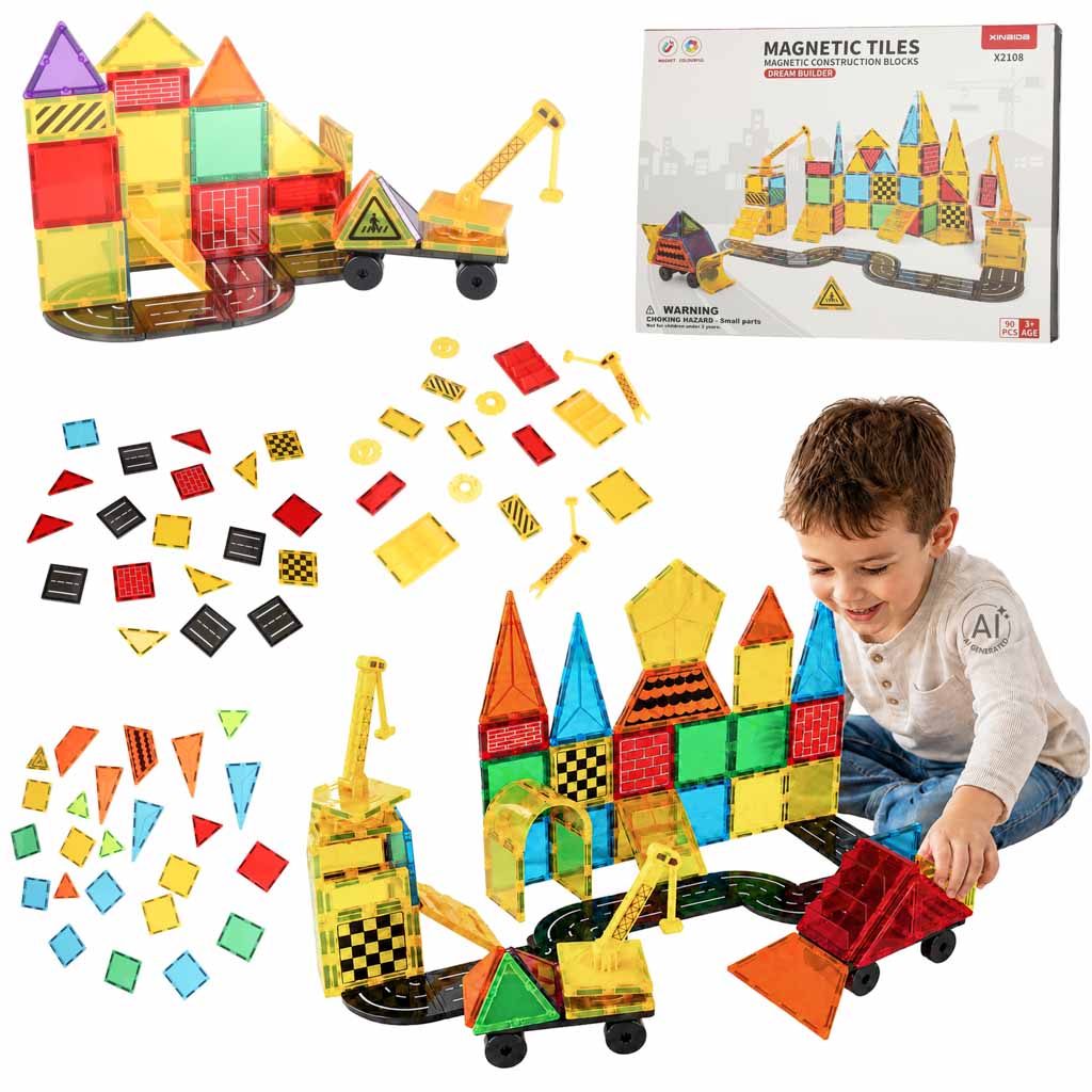 Blocuri de construcție magnetice, construcție 3D, 90 de piese