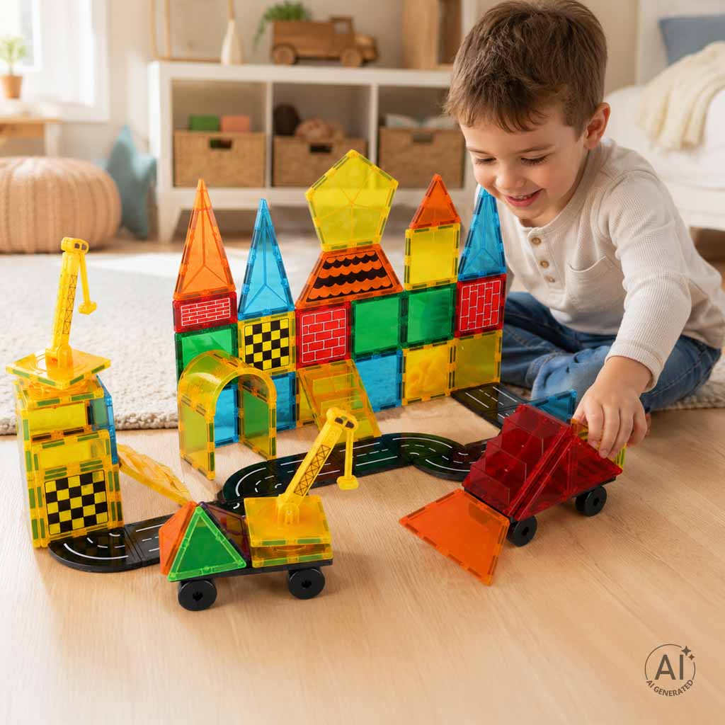Blocuri de construcție magnetice, construcție 3D, 90 de piese