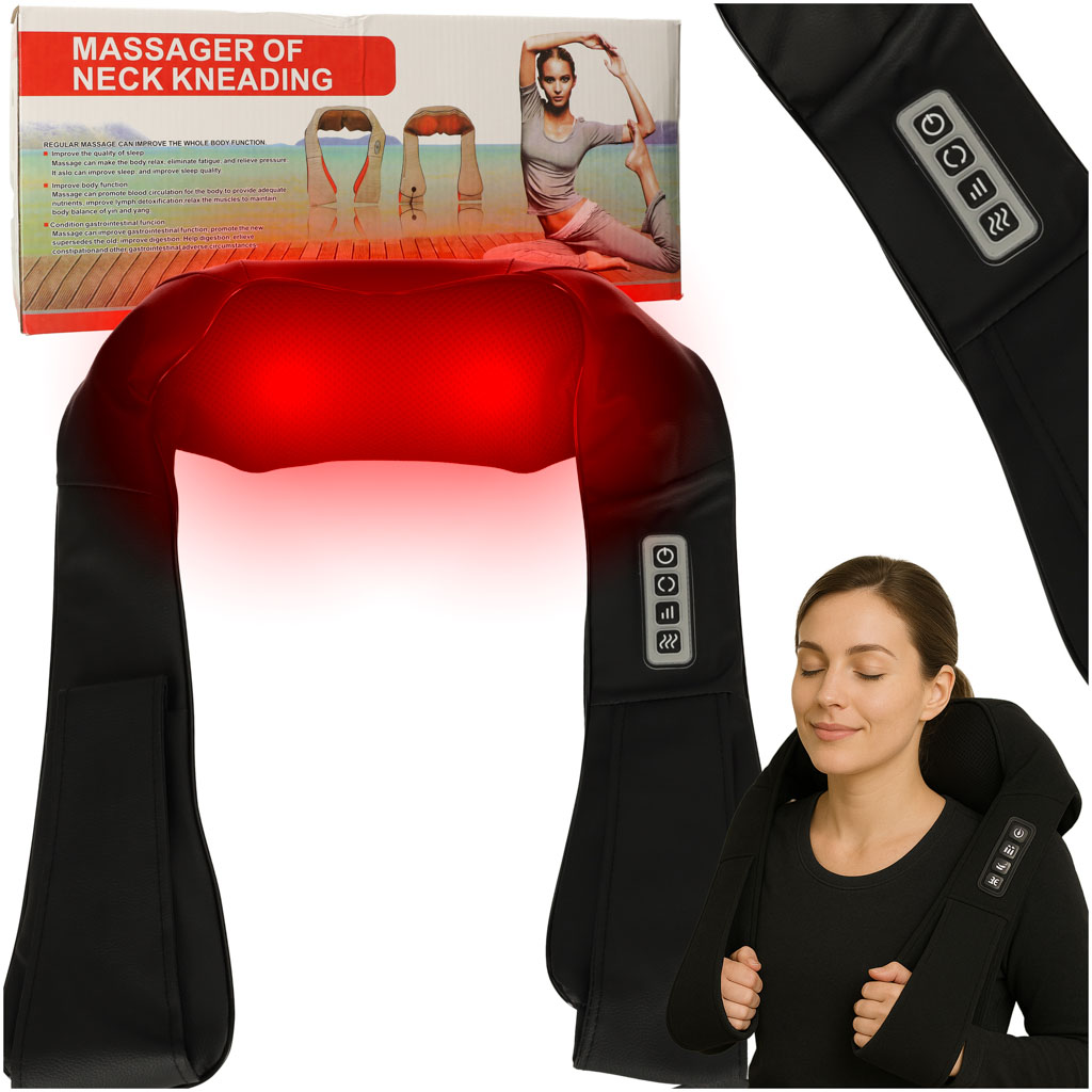 Guler de masaj încălzitor, aparat de masaj Shiatsu pentru gât și spate