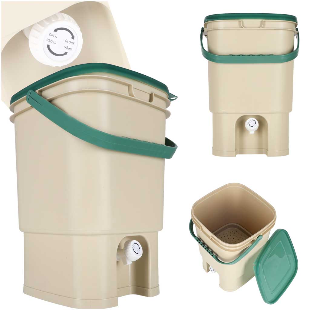 Compostor de casă LUARO, recipient pentru compost deșeuri de bucătărie, 15l