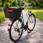 Coș de bicicletă, coș de bicicletă cu portbagaj spate din ratan și reflector