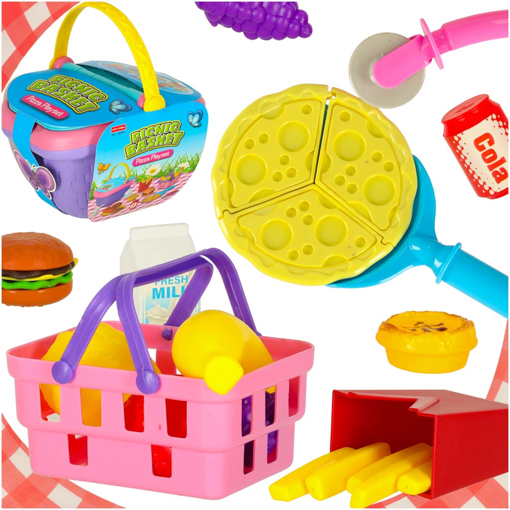 Coș de picnic fast food pizza burger alimente picnic gustări