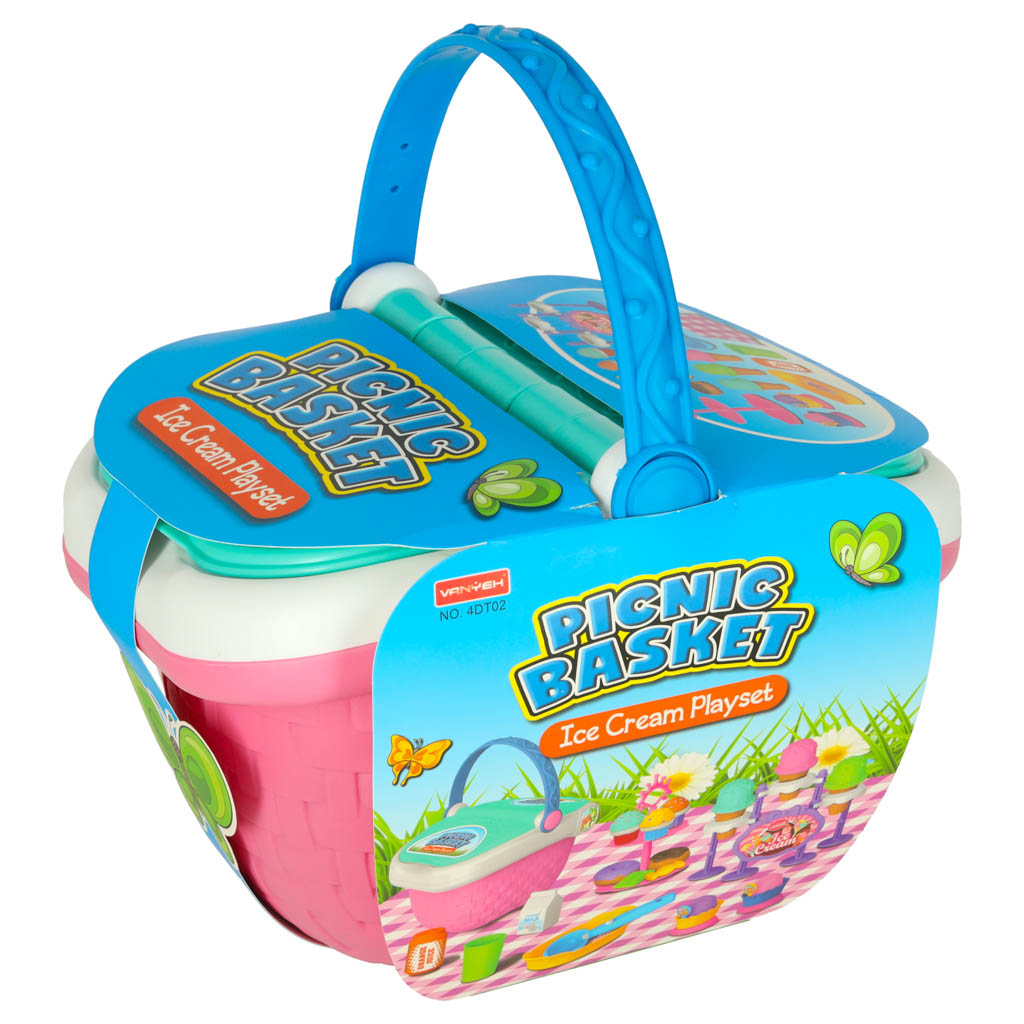 Coș de picnic, coș cu înghețată, deserturi, mâncare, gustări pentru picnic