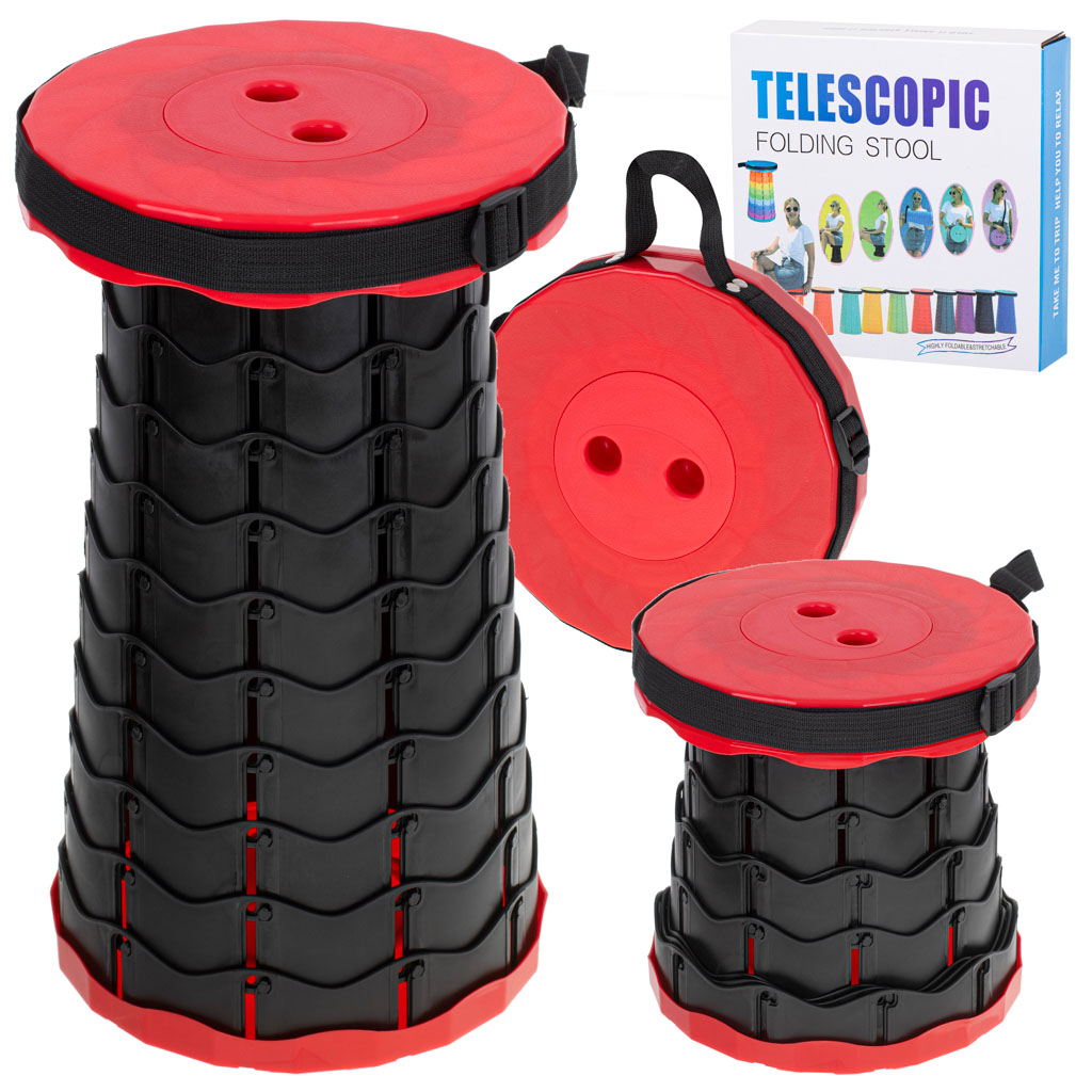 Scaun pliabil, telescopic, portabil, scaun turistic, roșu, 200 kg