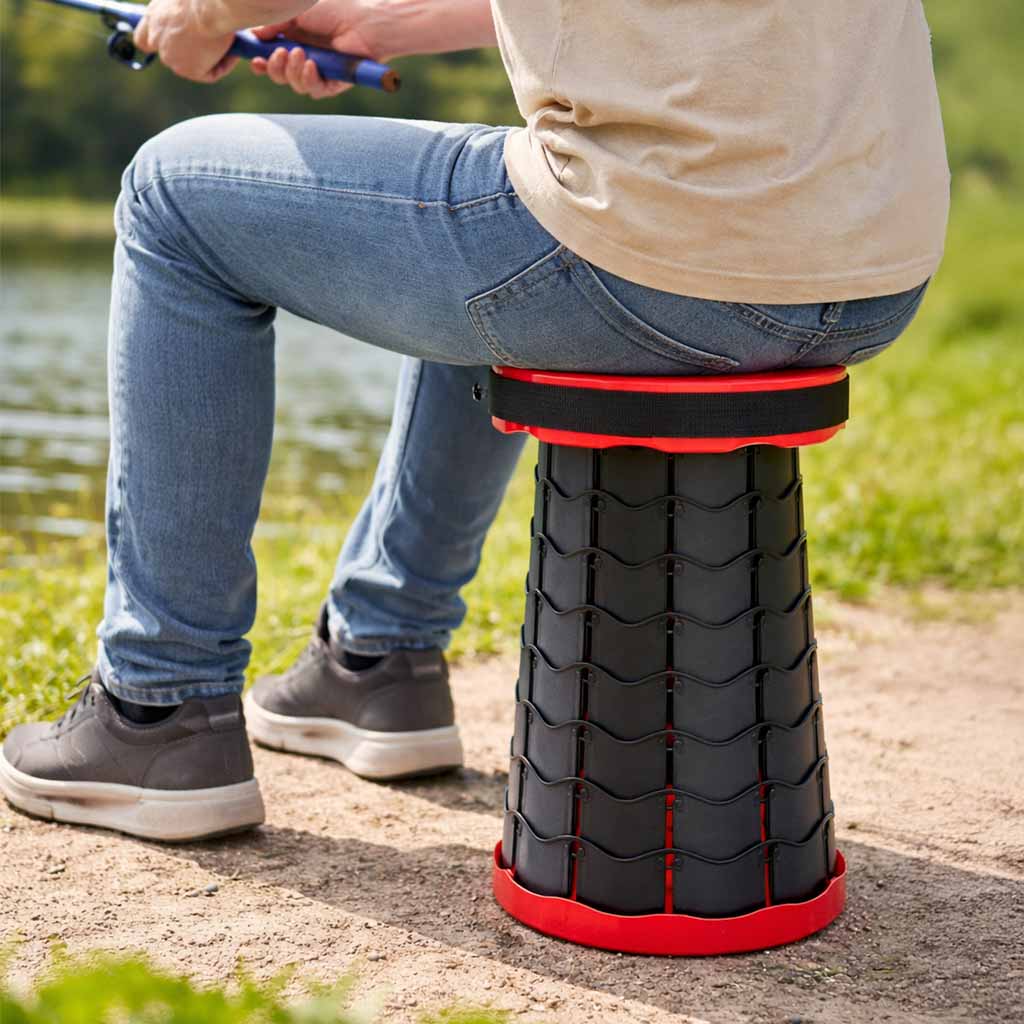 Scaun pliabil, telescopic, portabil, scaun turistic, roșu, 200 kg