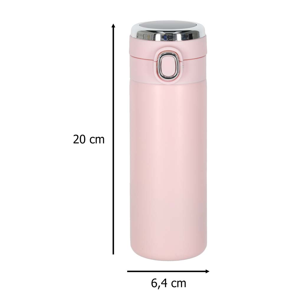 Cană termos cu cioc, termos LED, 350 ml, roz