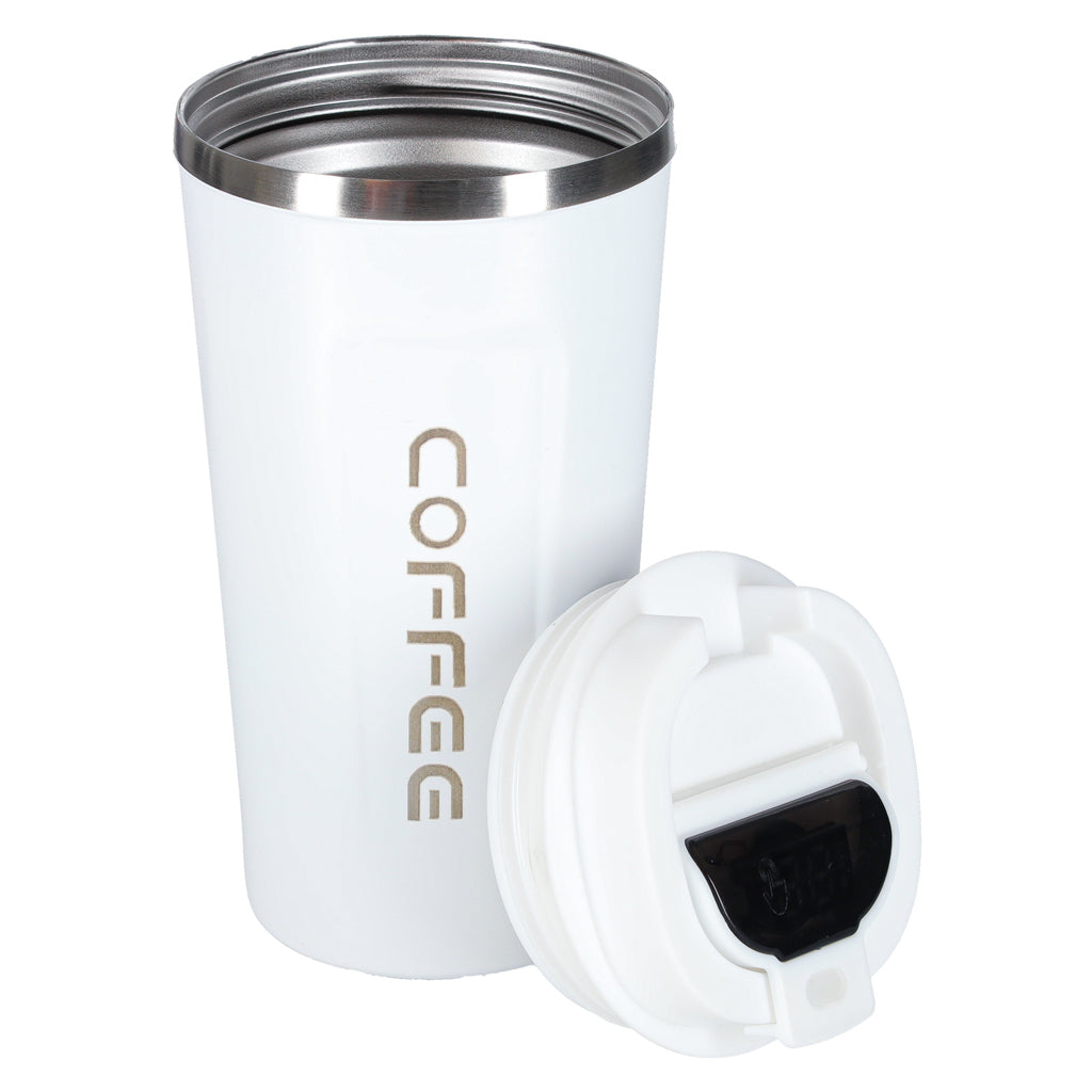 Cană de călătorie cu LED și cioc, 500 ml, albă