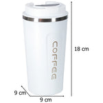 Cană de călătorie cu LED și cioc, 500 ml, albă