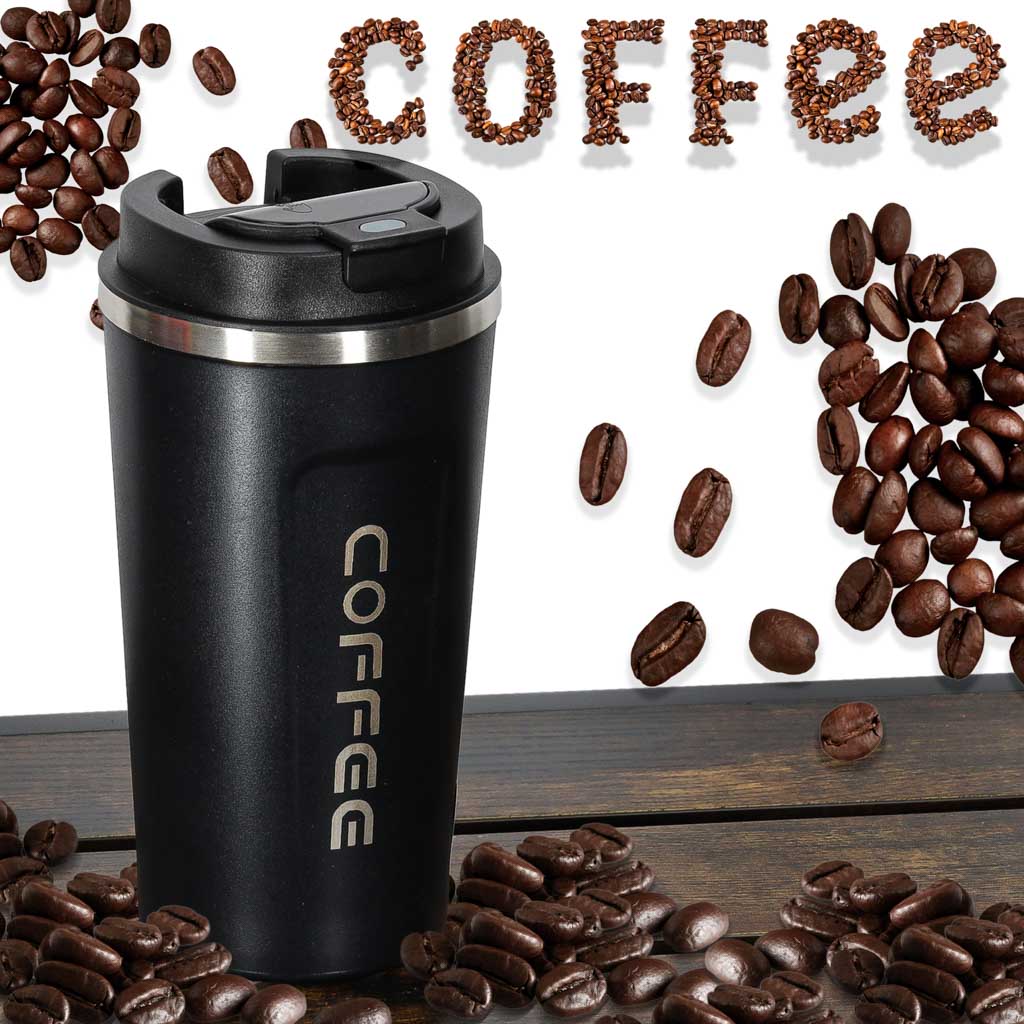 Cană inteligentă de călătorie cu afișaj LED, neagră, 500 ml