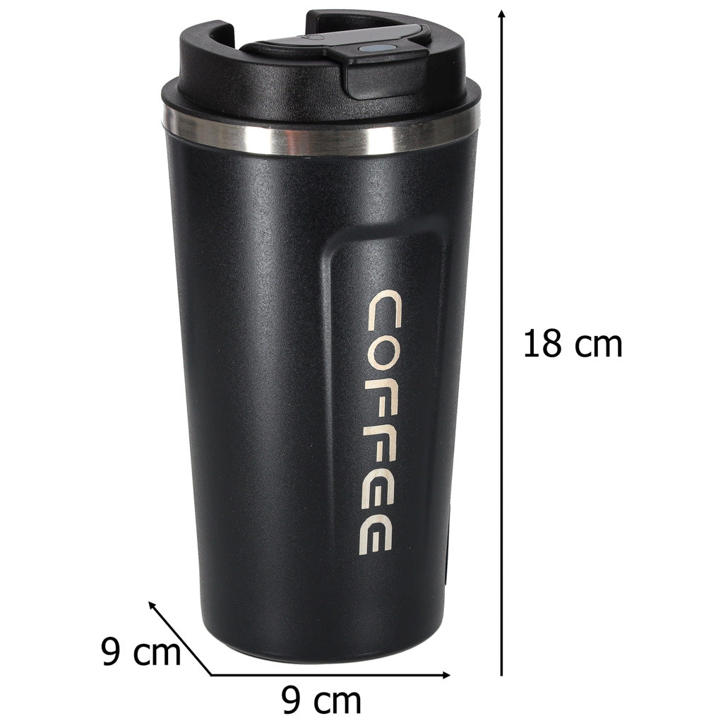Cană inteligentă de călătorie cu afișaj LED, neagră, 500 ml