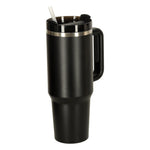 Cană termos cu pai și mâner, 1200 ml, neagră