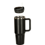 Cană termos cu pai și mâner, 1200 ml, neagră