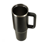 Cană termos cu pai și mâner, 1200 ml, neagră
