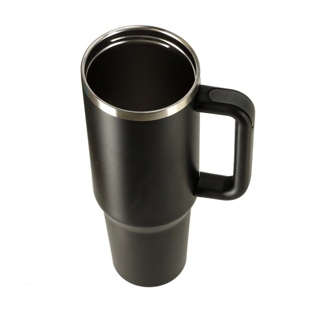 Cană termos cu pai și mâner, 1200 ml, neagră